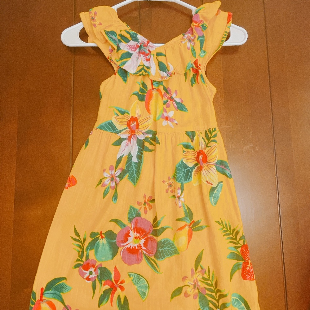 Girl yellow ruffle Hawaiian dress
